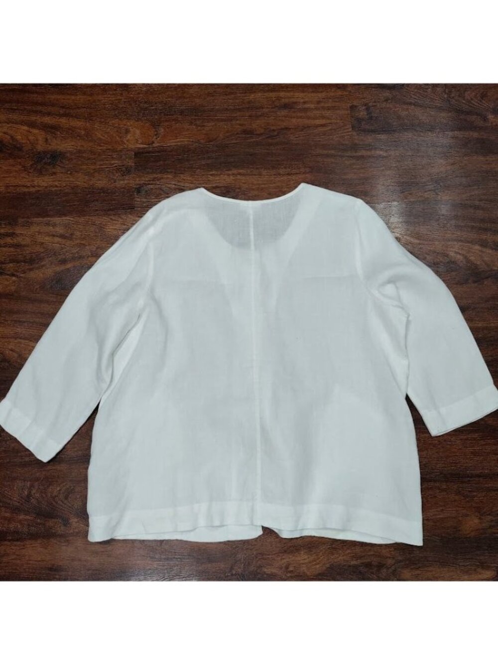 Pure Jill Linen Artsey Lagenlook Layers 100% Linen Cardigan Jacket Cream Size L - Picture 6 of 13
